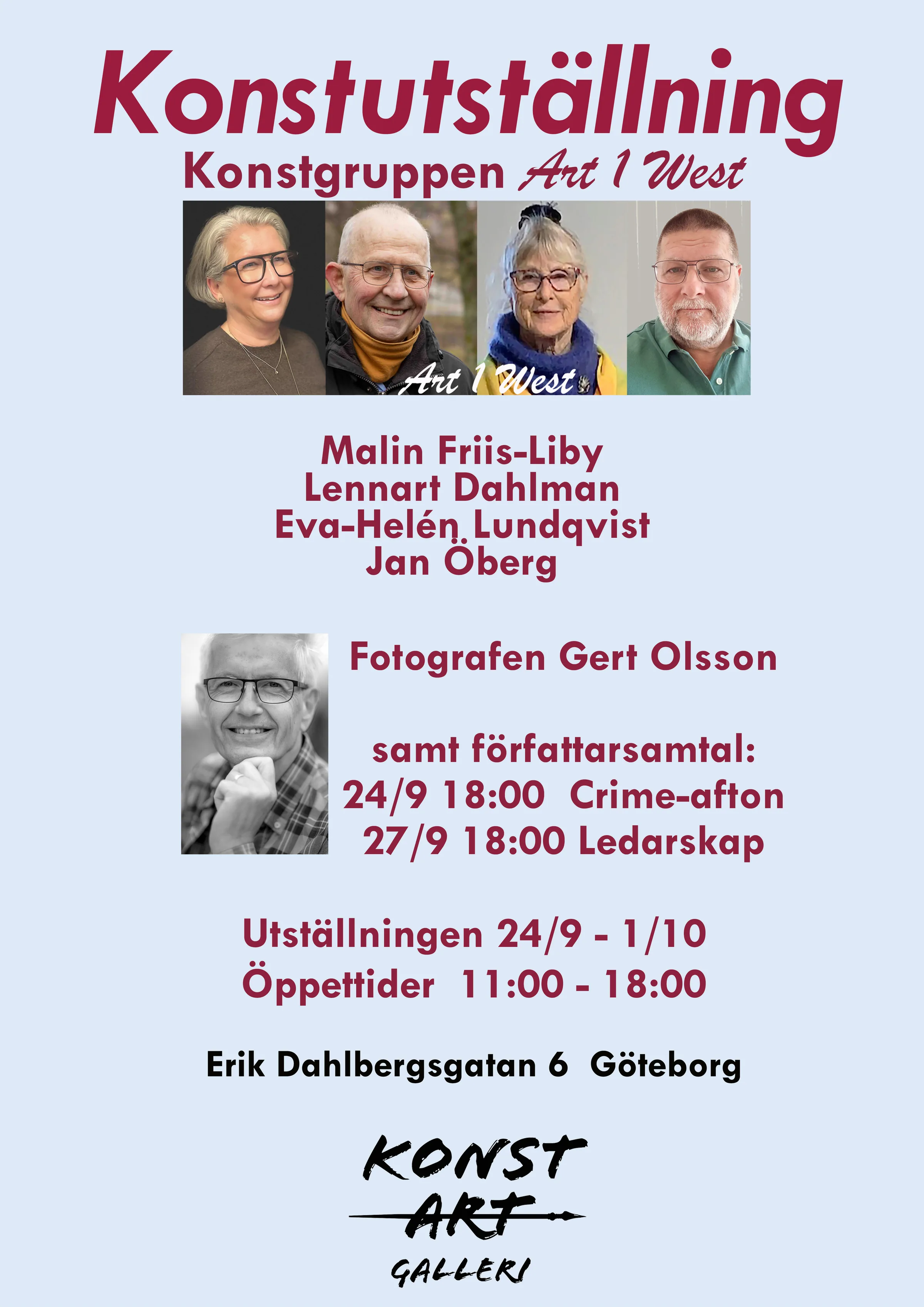 Affisch för utställning 24 september–1 oktober 2026 på KonstArt Galleri