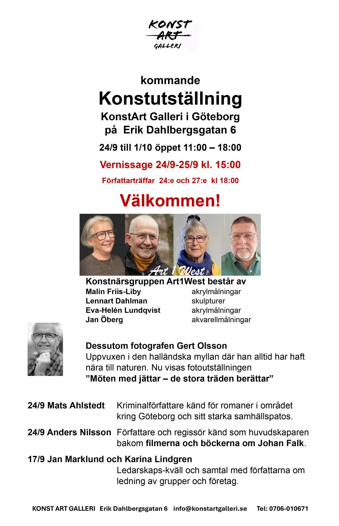 Affisch för utställning 25 september–1 oktober 2026 på KonstArt Galleri