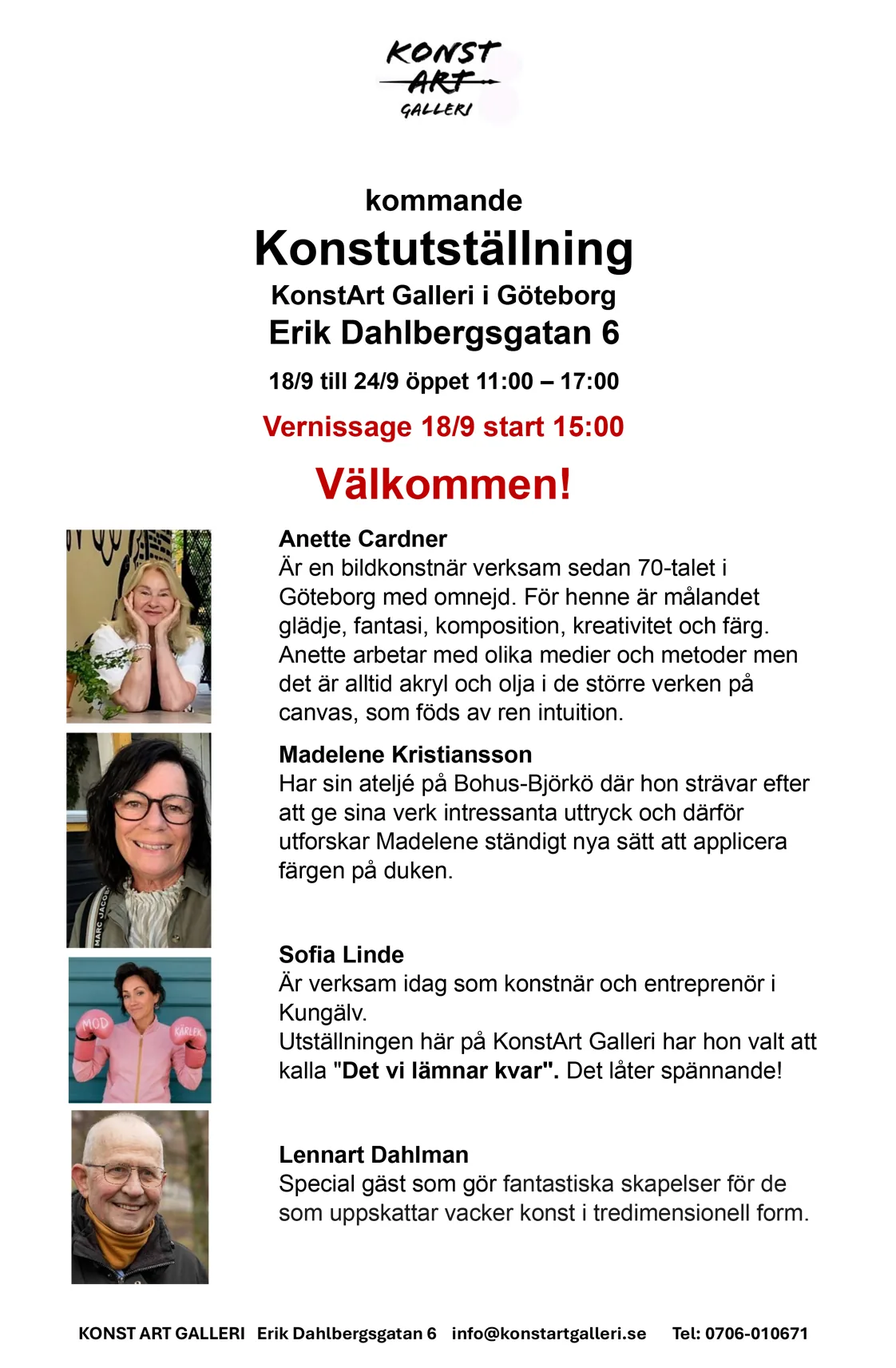 Affisch för utställning 18–24 september 2026 på KonstArt Galleri